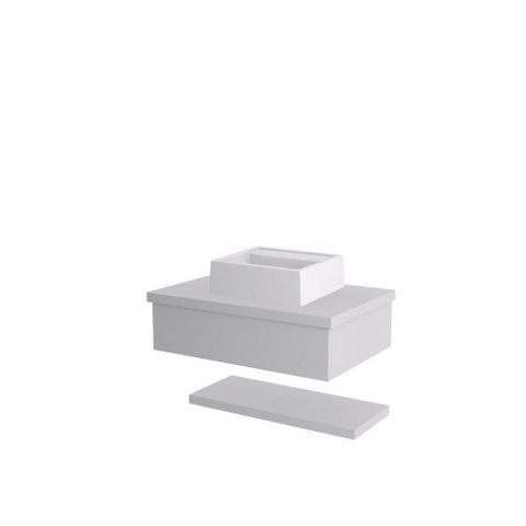 Conjunto Bancada C-cuba Q32 e Prateleira Metrópole 605 Perffect Acetinado Branco Chess