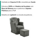 Ver imagem 5 de Poltrona de Amamentacao Balanco e Puff Malu Suede Cinza Escuro Mpassos