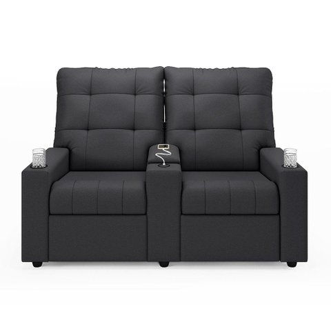 Poltrona Reclinável para Cinema Parma 2 Lugares Baú Usb Veludo Fh1 - D'Rossi Cor Cinza