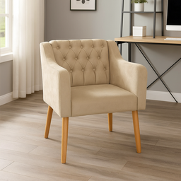 Poltrona Cadeira Luxo e Decorativa Capitone para Sala de Estar - Bege - Jrc Moveis - 1