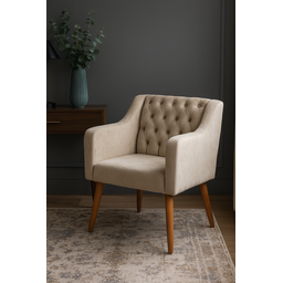 Poltrona Cadeira Luxo e Decorativa Capitone para Sala de Estar - Bege - Jrc Moveis - 2