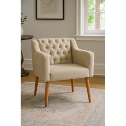 Poltrona Cadeira Luxo e Decorativa Capitone para Sala de Estar - Bege - Jrc Moveis - 3