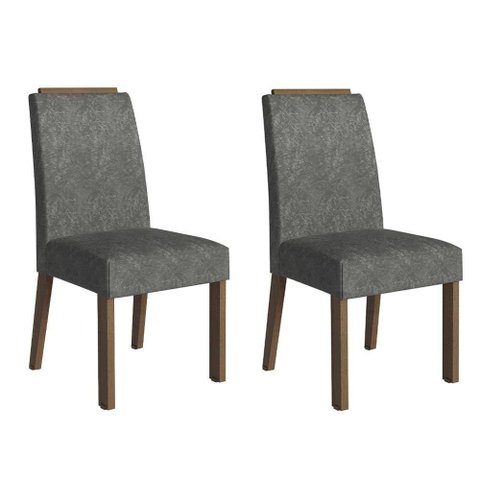 Kit 2 Cadeiras de Jantar 4255 com Espaldar Rustic-silver Madesa