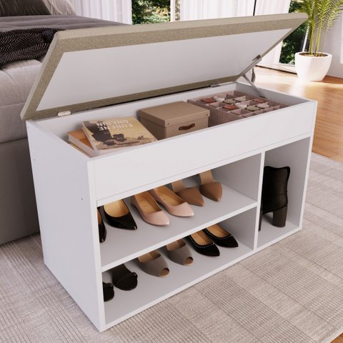 Sapateira Baú 3 Nichos Branco Sp080 – Completa Móveis
