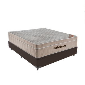 Cama Box Viúvo Marrom e Colchão Ortobom Airtech Springpocket