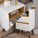 Ver imagem 2 de Kit 2 Mesa de Cabeceira Alamo Retro Quarto Canto 2 Gavetas Branco
