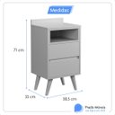 Ver imagem 3 de Kit 2 Mesa de Cabeceira Alamo Retro Quarto Canto 2 Gavetas Branco