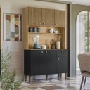 Ver imagem 1 de Armário Cozinha Compacta Style com 6 Portas e 1 Gaveta em Mdp Freijó/nero/cp-ripado Freijó - Kits Pa