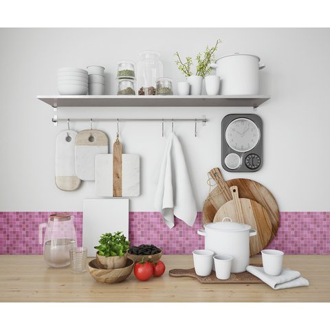 Papel de Parede Adesivo Azulejo Pastilha Rosa Pink 2,80m