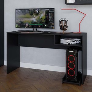 Mesa Escrivaninha Gamer Pixel para Computador com Apoio para Cpu 1 Nicho Quarto Preto
