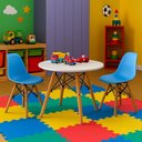 Ver imagem 1 de Conjunto Infantil Mesa Eames Branca 60cm com 2 Cadeiras Azul Claro