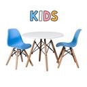 Ver imagem 2 de Conjunto Infantil Mesa Eames Branca 60cm com 2 Cadeiras Azul Claro