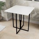 Ver imagem 1 de Mesa Quadrada Industrial 70cm Preta Tampo Madeira Branco
