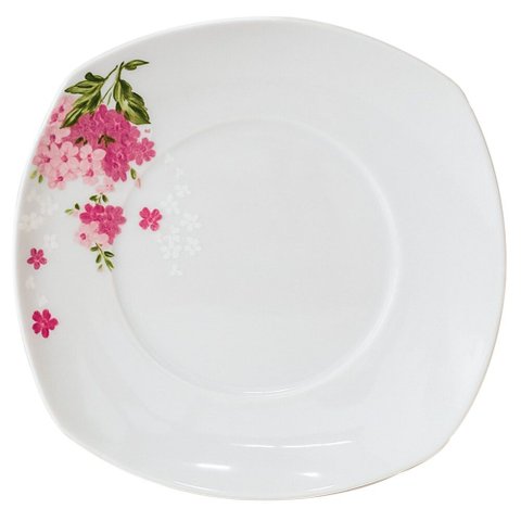 Prato de Porcelana Sobremesa Flores - Brilho de Diamante 19cm 1 Peça