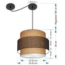 Ver imagem 6 de Lustre Sala de Jantar com Desvio Vivare Md-4397 Cúpula em Tecido 40cm Palha Café Palha 110v 220v