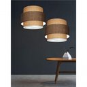 Ver imagem 2 de Lustre Sala de Jantar com Desvio Vivare Md-4397 Cúpula em Tecido 40cm Palha Café Palha 110v 220v