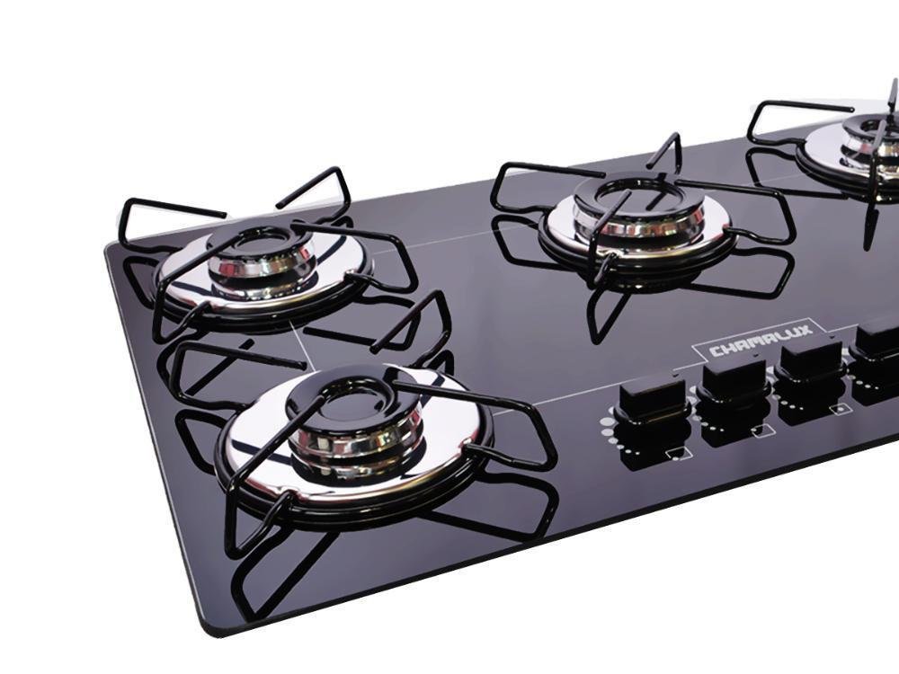 Fogão Cooktop 5 Bocas Ultra Chama Bivolt - Preto - Chamalux - 3