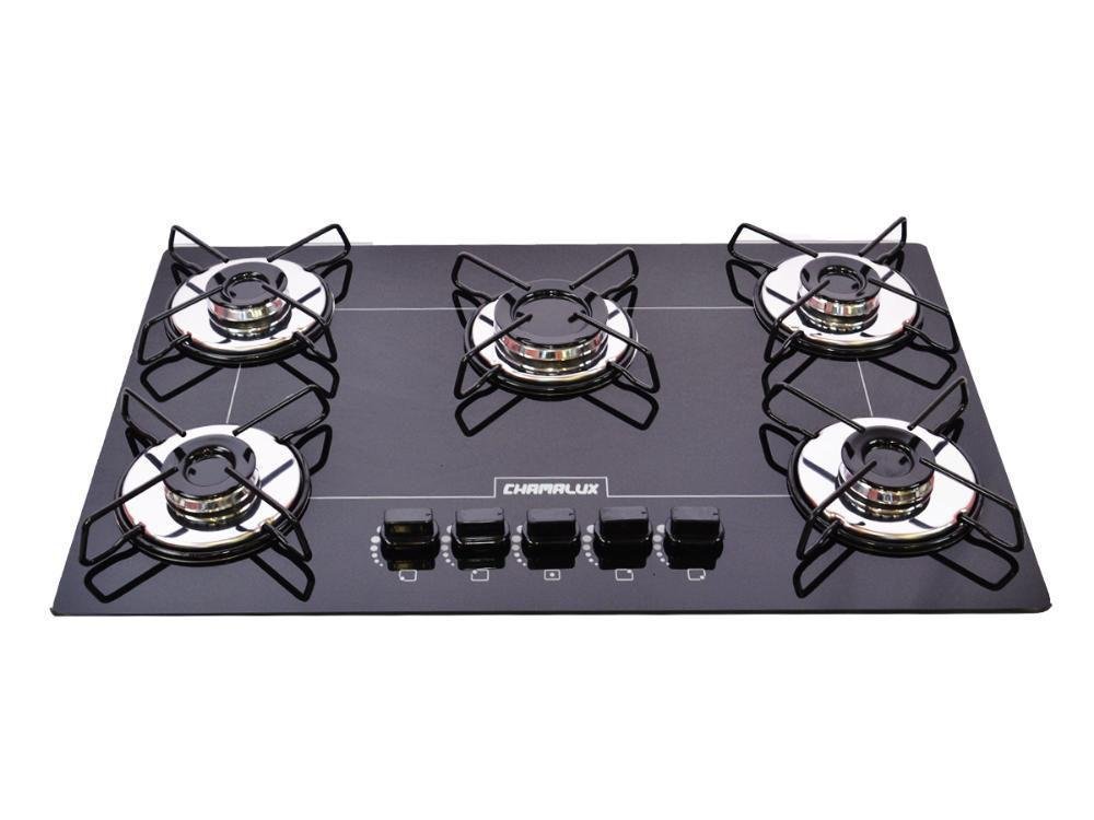 Fogão Cooktop 5 Bocas Ultra Chama Bivolt - Preto - Chamalux - 1