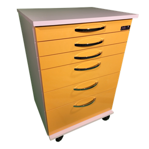 Mesa Auxiliar Amarela com 5 Gavetas + Bandeja Organizadora