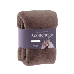 Cobertor Manta Microfibra - Casal - Liso - Marrom - 1,80m x 2,20m - Rozac Aconchego