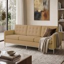 Ver imagem 3 de Sofá Fk 3 Lugares Couro Natural Linha Premium Design Modernista Sala Recepção Alto Padrão - Bege