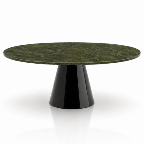 Mesa de Jantar Cone Oval 244x137 cm Tampo Mármore Vitória Régia Base Laca Preta
