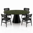 Ver imagem 2 de Mesa de Jantar Cone Oval 244x137 cm Tampo Mármore Vitória Régia Base Laca Preta