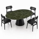 Ver imagem 3 de Mesa de Jantar Cone Oval 244x137 cm Tampo Mármore Vitória Régia Base Laca Preta