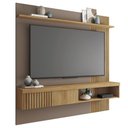 Ver imagem 1 de Painel Selina Ripado 180cm para Tv até 65 com Porta de Correr e Prateleira Mdp Buriti/fendi G11 - Gr