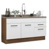 Balcão Gabinete de Pia Cozinha 150 cm 2 Portas e 2 Gavetas (Sem Tampo e Pia) Rustic/Branco Agata Madesa - 3