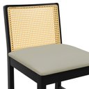 Ver imagem 6 de Banqueta Média Pérola Madeira Maciça com Telinha c/ 62cm Altura - Preto Assento Estofado Linho Bege