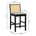 Ver imagem 2 de Banqueta Média Pérola Madeira Maciça com Telinha c/ 62cm Altura - Preto Assento Estofado Linho Bege