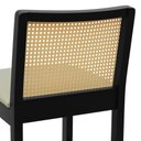 Ver mais imagens de Banqueta Média Pérola Madeira Maciça com Telinha c/ 62cm Altura - Preto Assento Estofado Linho Bege