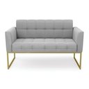 Ver imagem 3 de Sofá Namoradeira Elisa Suede Cinza Base Metálica Industrial Dourada - D'Rossi