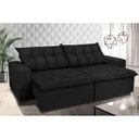 Ver imagem 1 de Sofá Retrátil e Reclinavel Oklahoma 2,22m com Molas e Pillow no Assento Tecido Suede Preto