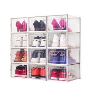 Kit 6 Caixas Sapateira Empilhável Organizadora Dobrável para Roupas Sapatos Tênis e Closet Azul