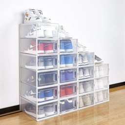 Kit 6 Caixas Sapateira Empilhável Organizadora Dobrável para Roupas Sapatos Tênis e Closet Azul - 9