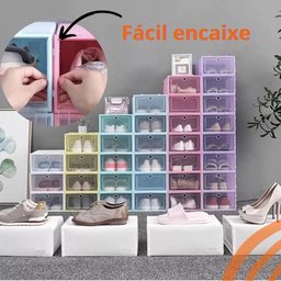 Kit 6 Caixas Sapateira Empilhável Organizadora Dobrável para Roupas Sapatos Tênis e Closet Azul - 5
