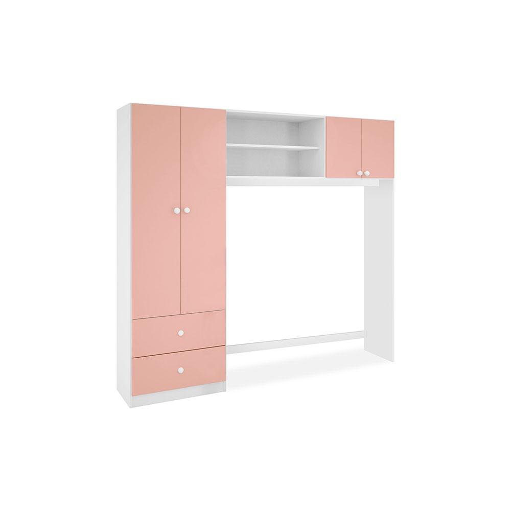 Quarda Roupa Comoda Ternura 04 Portas Branco/Rosa - Peternella