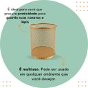 Ver imagem 5 de Kit de Porta Caneta Lápis Aramado Redondo Dourado 10cm - 12 Unidades
