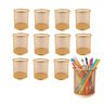 Kit de Porta Caneta Lápis Aramado Redondo Dourado 10cm - 12 Unidades - 1