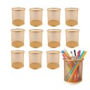 Ver imagem 1 de Kit de Porta Caneta Lápis Aramado Redondo Dourado 10cm - 12 Unidades