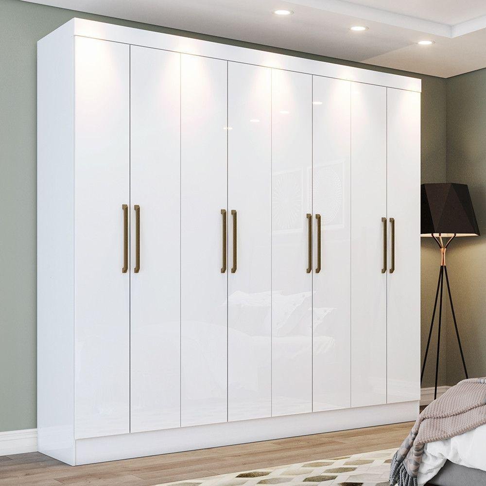 Guarda Roupa Casal 8 Portas 4 Gavetas Lara Casa 812 Branco Menor preço em Guarda Roupa Casal 8 Portas 4 Gavetas Lara Casa 812 Branco