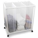 Ver imagem 2 de Carrinho Lavanderia com 3 Cesto Roupeiro Organizador de Roupas Sujas com Rodinha Branco Luxo