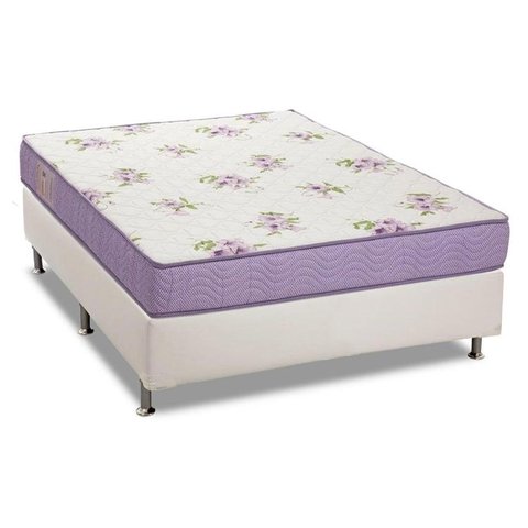 Cama Box Casal: Colchão Espuma Ortobom Physical Super Resistente + Base CRC Courano White(138x188)