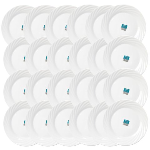 Prato Raso de Vidro Opaline Jasmim 26cm 24 Unidades - Nadir 5542