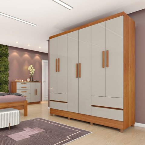 Guarda Roupa Casal Oregon 6 Portas 4 Gavetas com Pés Tcil Tcil Móveis Guarda Roupa Casal Oregon 6 Po