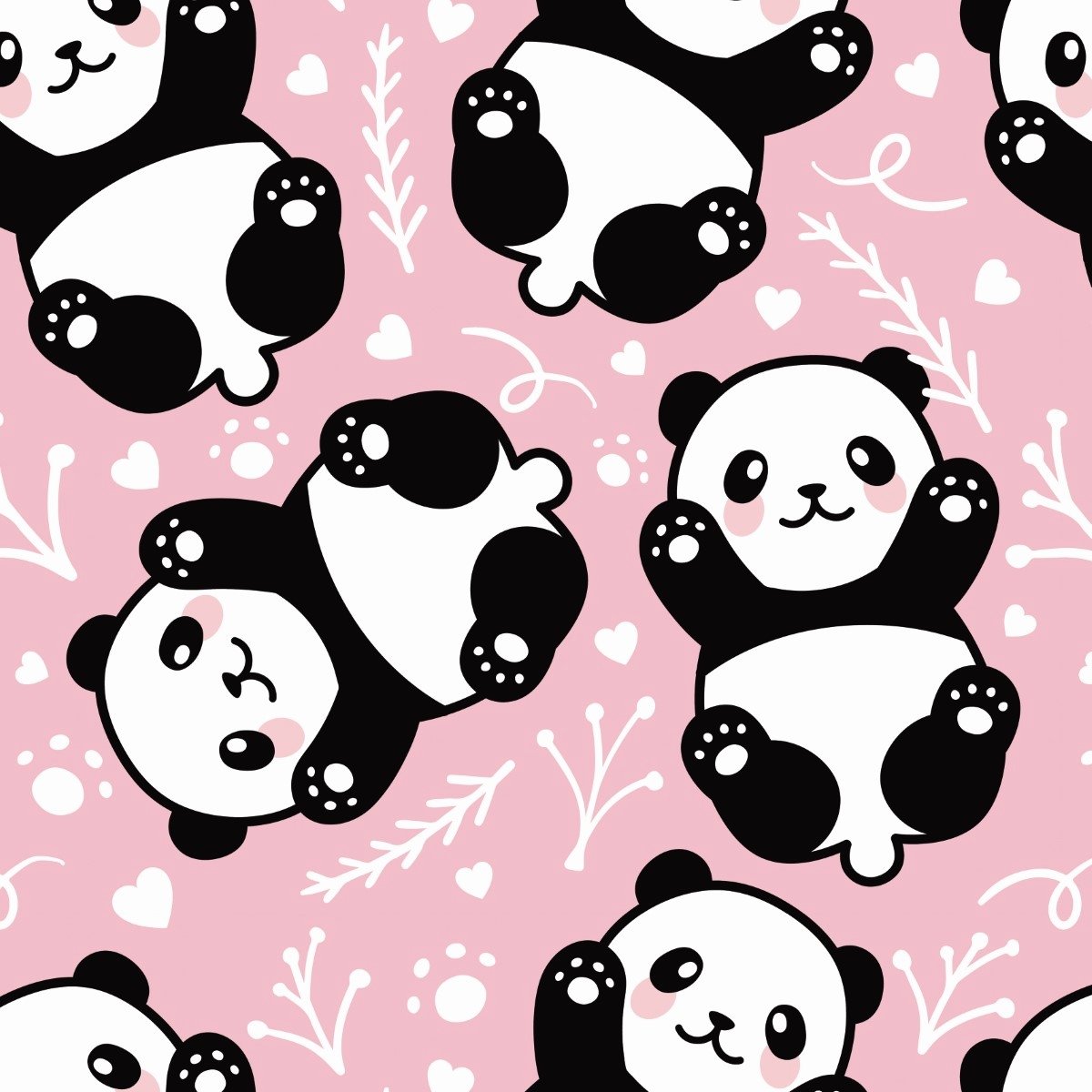 Papel de Parede Adesivo Desenho Panda com Fundo Rosa 9m