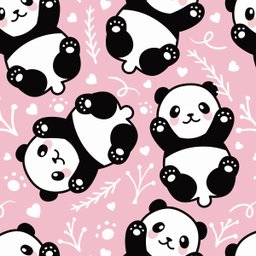 Papel de Parede Adesivo Desenho Panda com Fundo Rosa 9m - 1