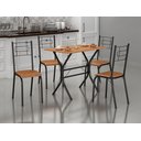 Ver imagem 1 de Conjunto Liz 4 Cadeiras Mesa de Jantar Cozinha Ferro Madeira